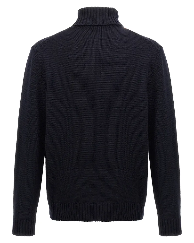 Zanone Turtleneck Wool Sweater — Navy Navy