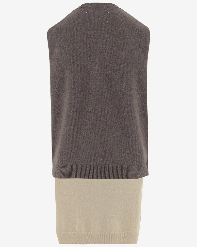 Maison Margiela Women Vest Virgin Wool Multicolour Waistcoats & Gilets Gray