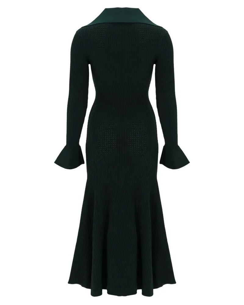 Self-Portrait Cut-Out Jersey Midi Dress — Green Green