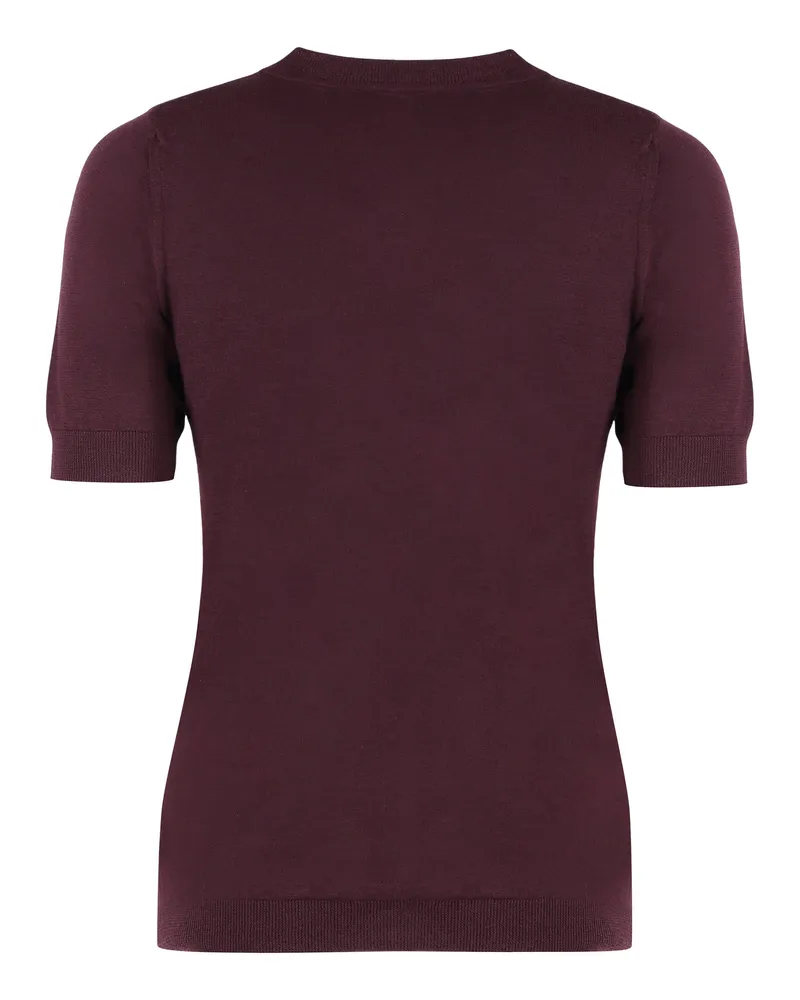 Etro Women's Short-Sleeve Wool Sweater Burgundy Burgundy