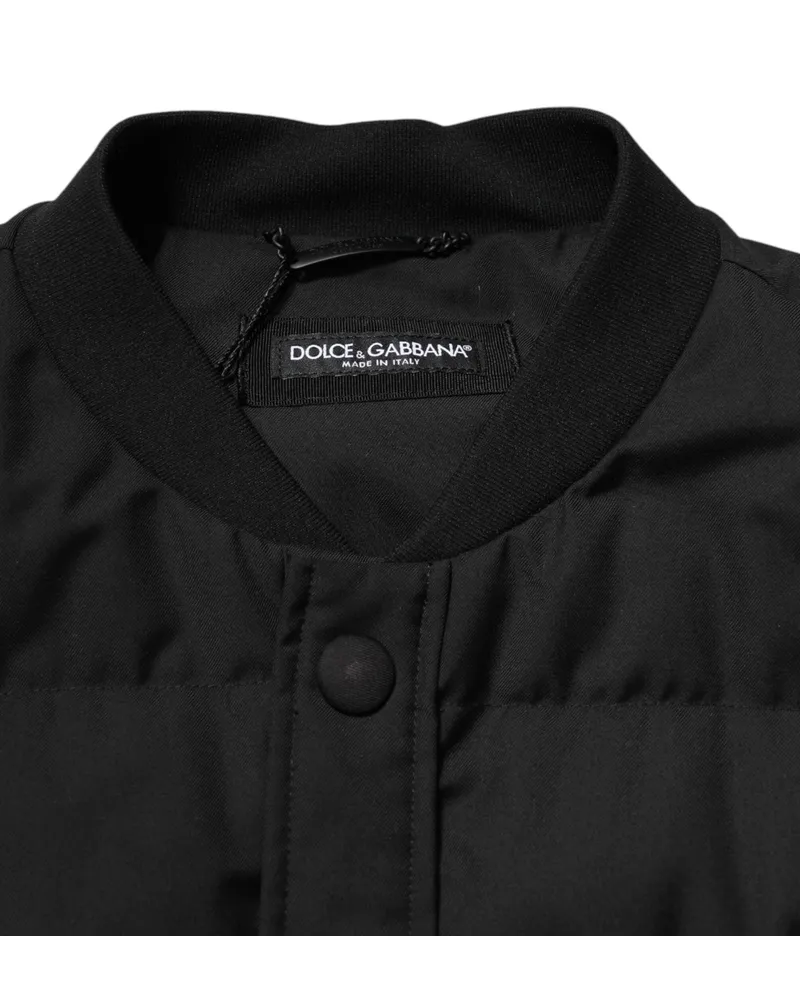 Dolce & Gabbana Men's Black Sleeveless Parka Logo Plaque Jacket Polyester Viscose Clothing Black
