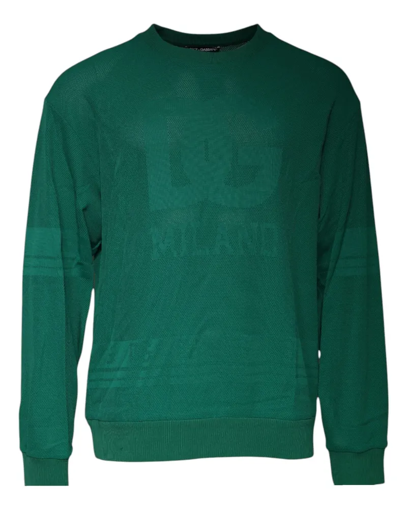 Dolce & Gabbana Men's Logo Nylon Crew Neck Sweatshirt Green Sweatshirts Green