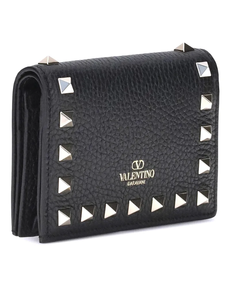Valentino Garavani Women's Flap French Wallet Rockstud Black Calf Leather & Purses Black
