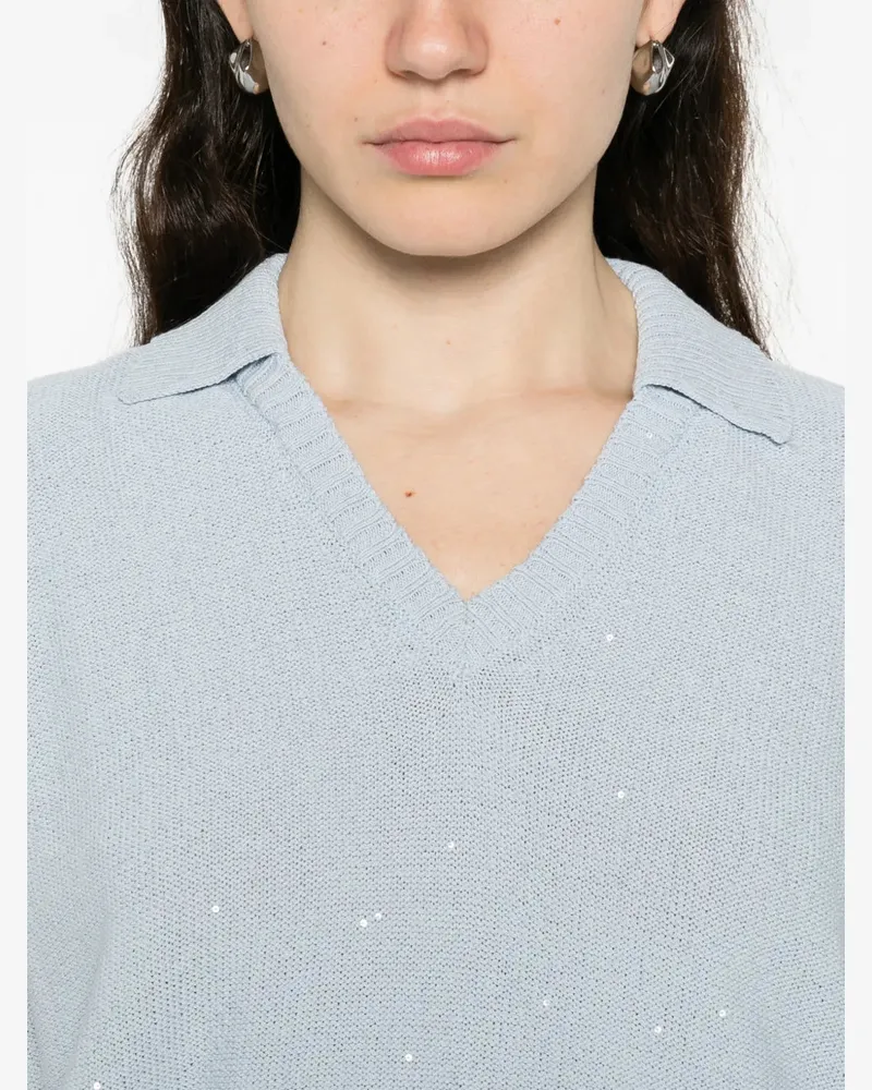 PANICALE Cashmere Women's Embellished Top Ss26 W Blue