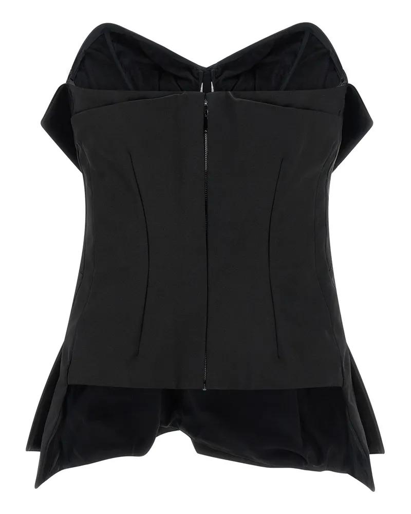 Alexander McQueen Off-the-Shoulder Duchesse Silk Bustier Top — Black Black