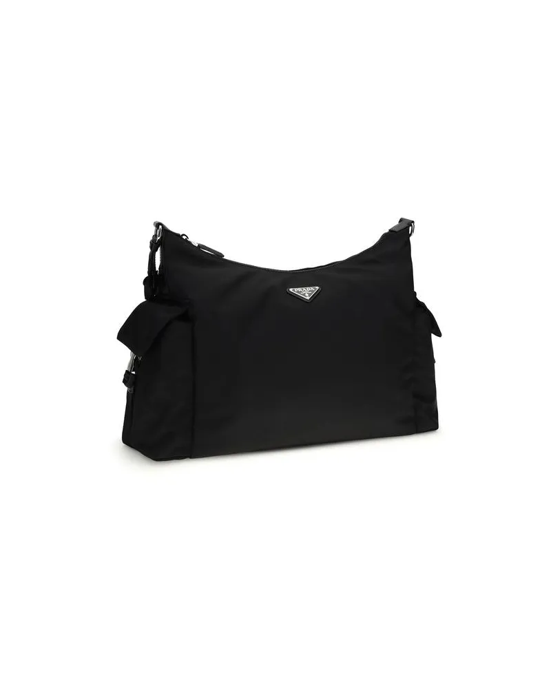 Prada Men's Black Recycled Polyamide Shoulder Bag Black