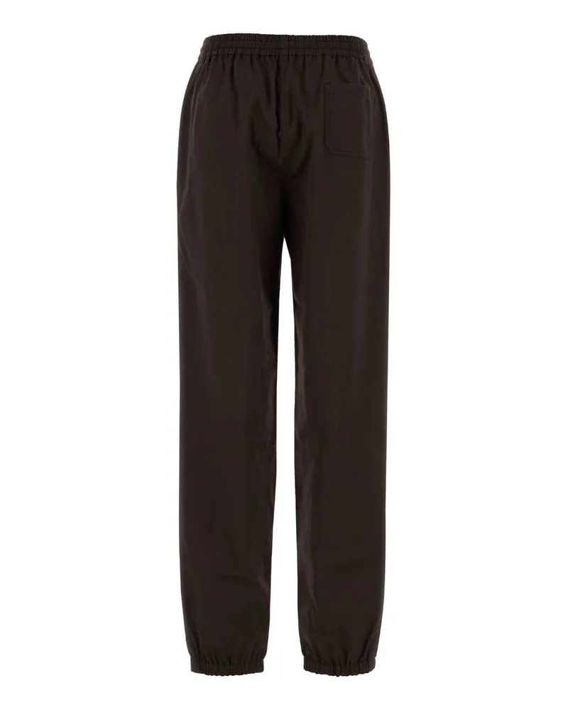 Miu Miu Women's Chocolate Twill Joggers Cacaokaki Exterior: Cotton Pantaloni Trousers Brown