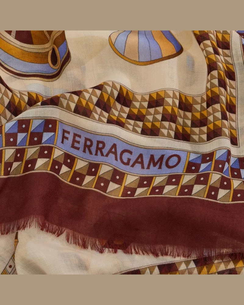 Ferragamo Women's Silk Scarf With Nadir Print Bordeaux Scarfs Bordeaux