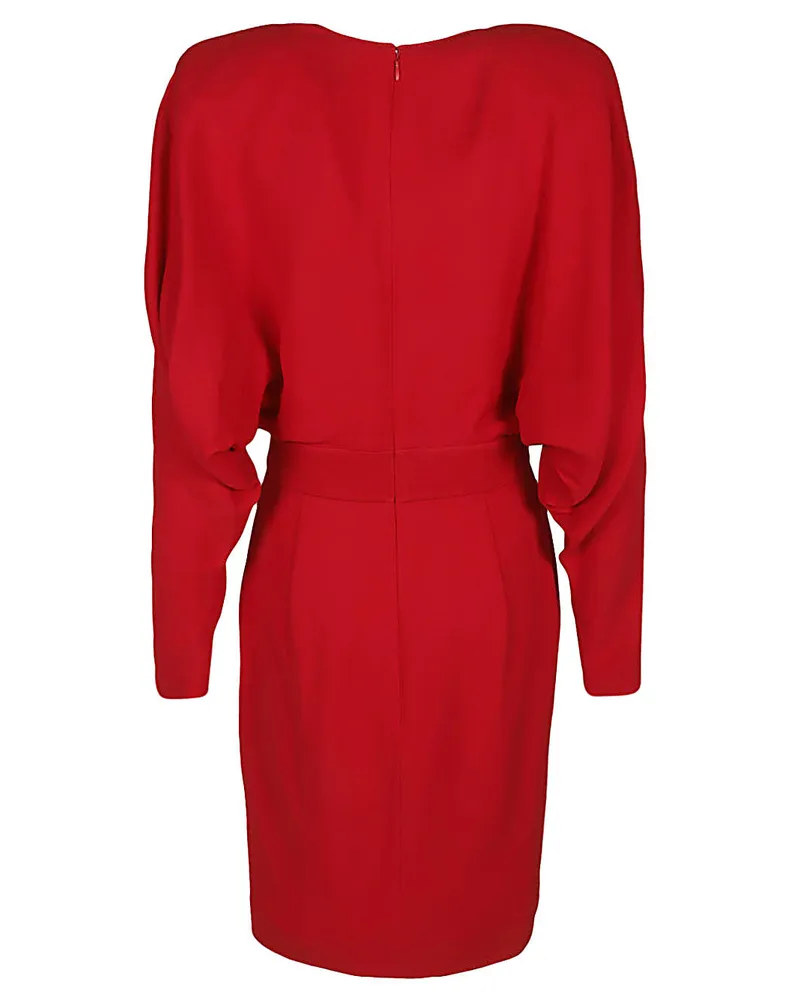 Alexandre Vauthier Plunging V-Neck Dress — Red Red