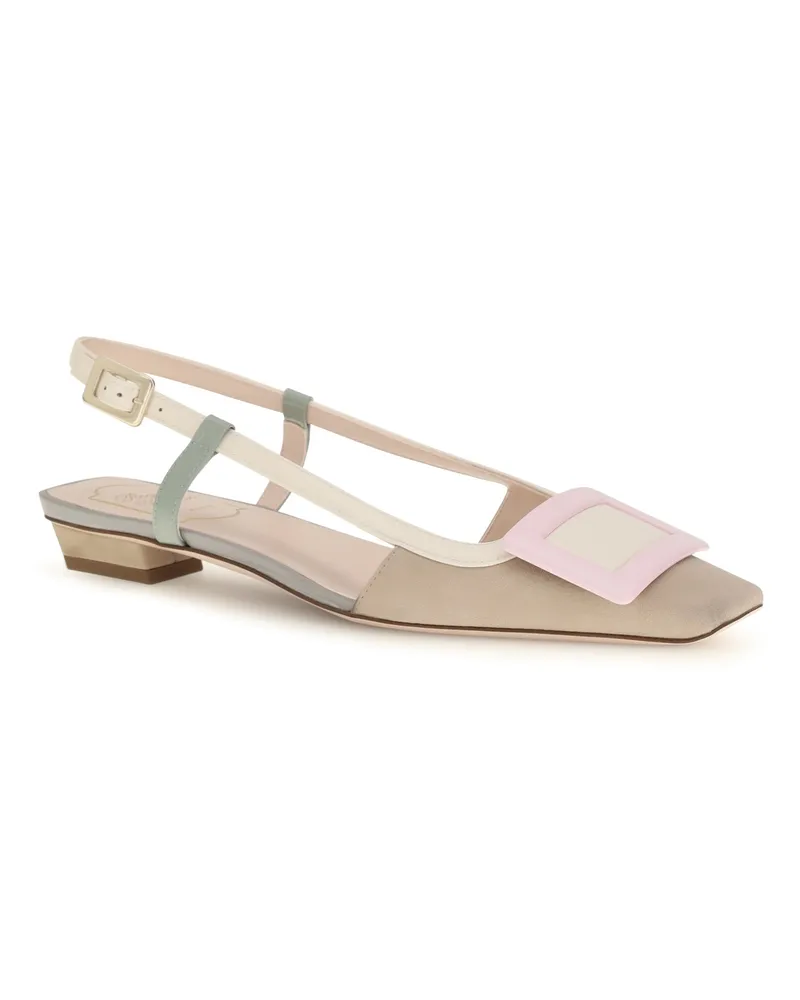 Roger Vivier Women's Slingback Suede Ballerinas Belle Vivier Multicolour Calf Leather Ballerina Shoes Beige
