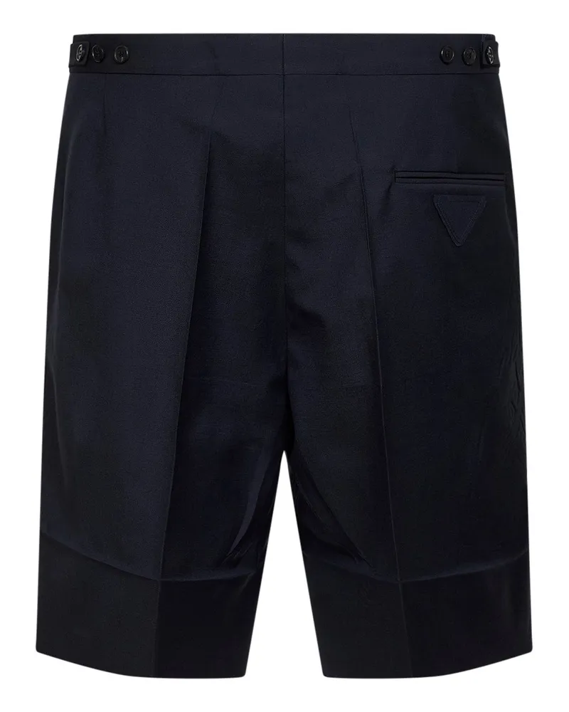 Prada Men's Blue Wool And Mohair Tailored Bermuda Shorts Virgin Navy