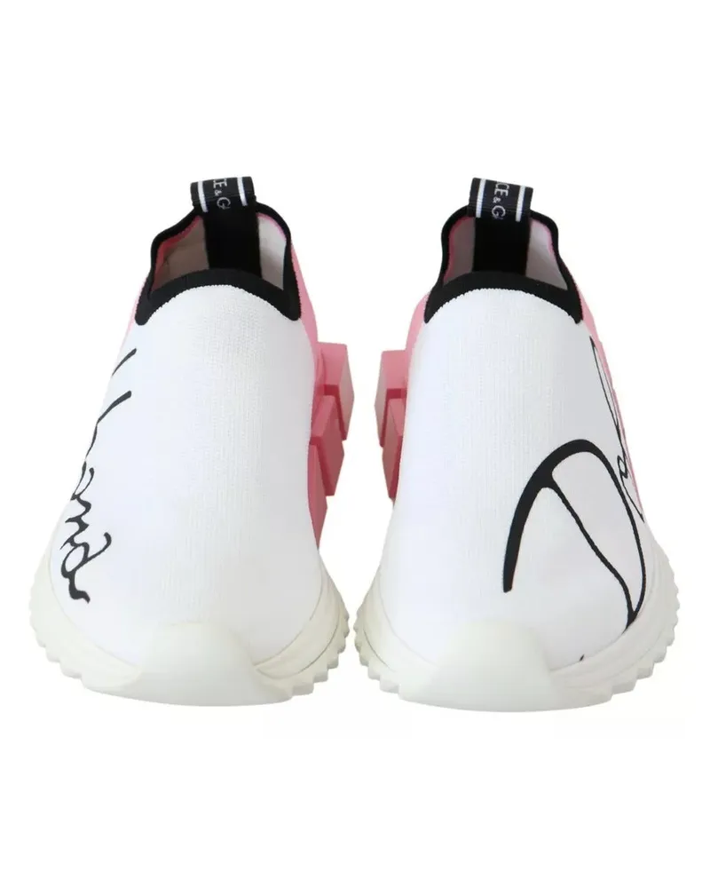 Dolce & Gabbana Women's Pink White Logo Sorrento Sneakers Shoes Polyester Viscose Pu Elastane Multicolor