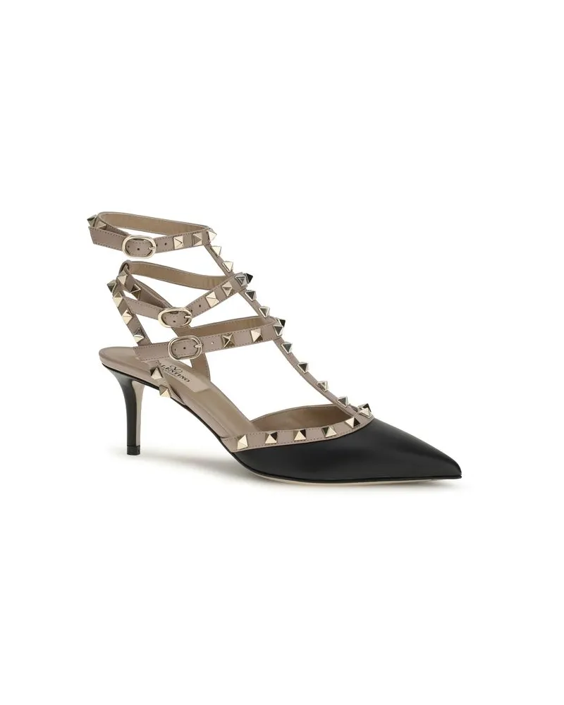 Valentino Garavani Women's Black Calf Leather Bos Taurus High Pumps Black
