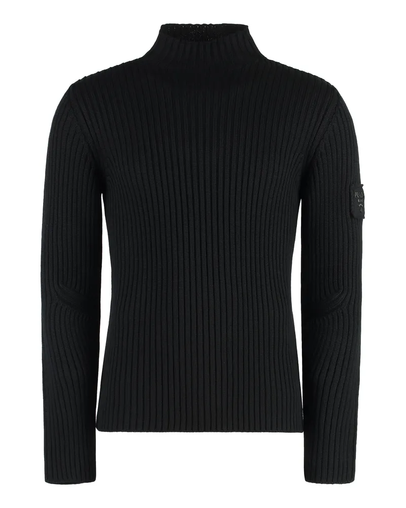 Prada Men's Virgin Wool Turtleneck Sweater Black Black