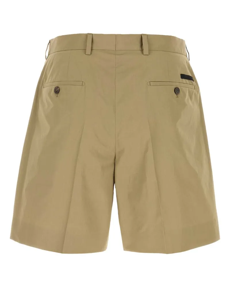 Prada Men's Khaki Poplin Bermuda Shorts Mastice Exterior: Cotton Beige
