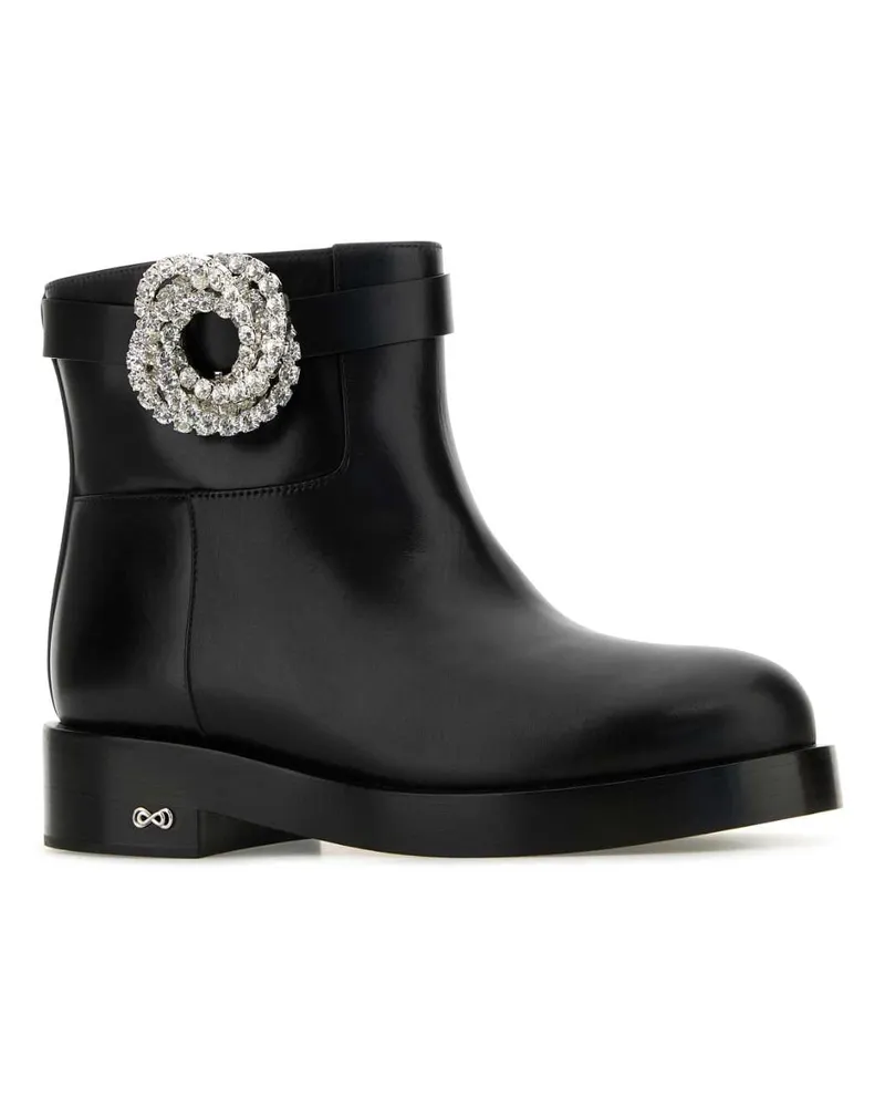 Mach & Mach Women's Black Leather Galaxy Ankle Boots Stivali Black