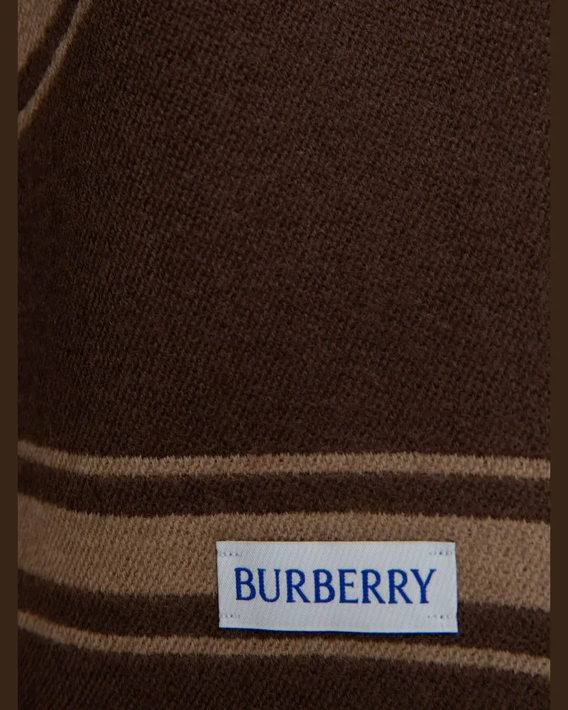 Burberry Letter-Print Wool Scarf — Beige Beige