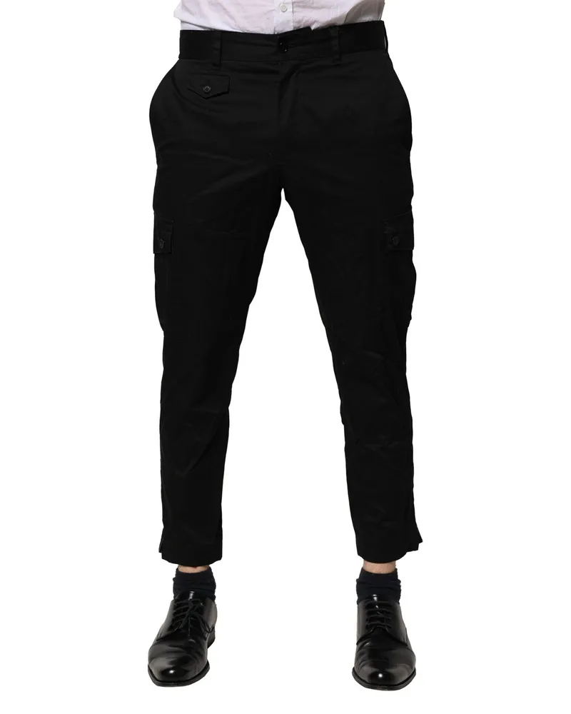 Dolce & Gabbana Men's Black Cotton Dress Slim Formal Pants Elastane Black
