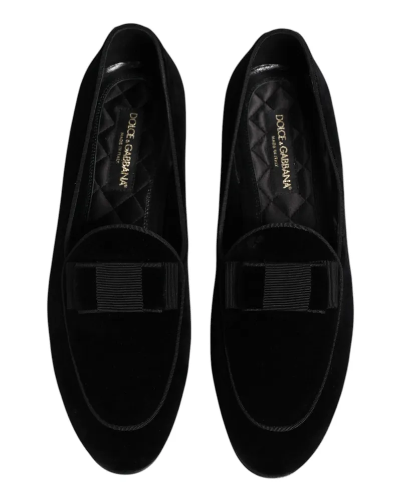 Dolce & Gabbana Black Velvet Loafers Formal Men Dress Shoes Cotton Viscose (velvet Black