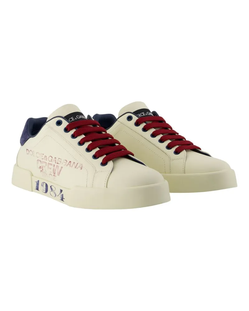 Dolce & Gabbana Men's Leather Low-Top Sneaker White Calfskin White