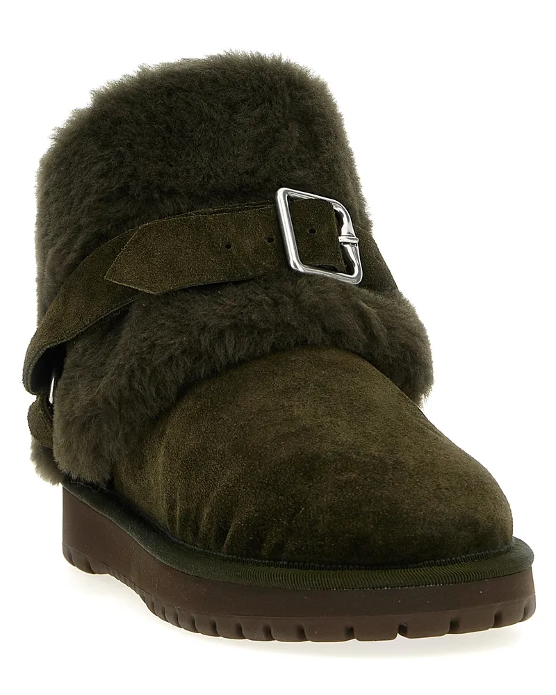 Burberry Women's Bicolor Leather Ankle Boots Green