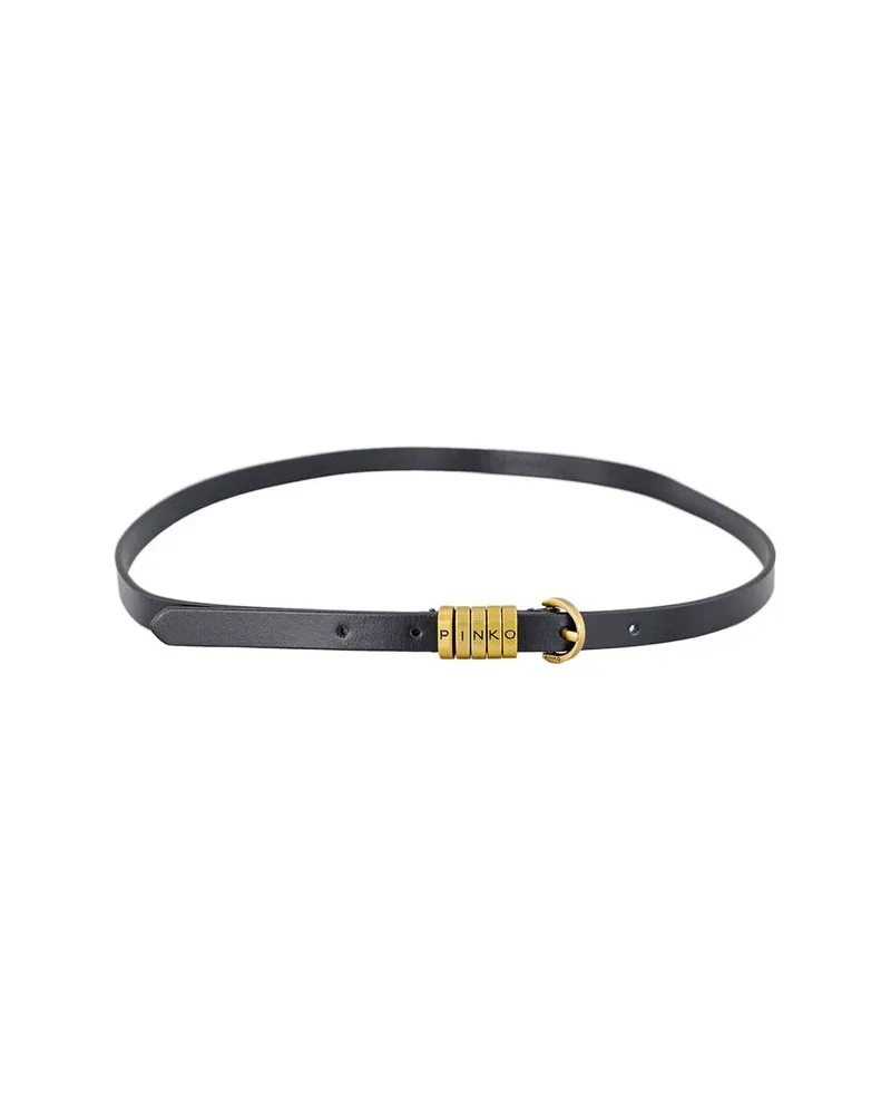 Pinko Calf Leather Belt — Black Black
