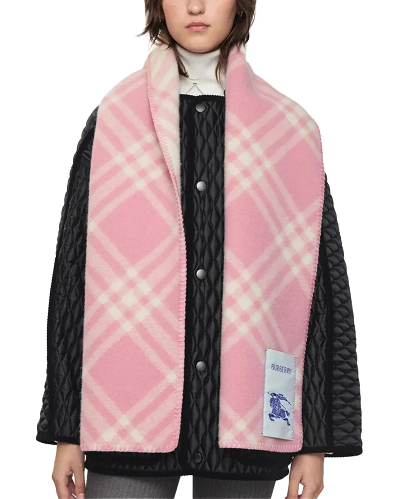 Burberry Check Wool Scarf — Pink Pink