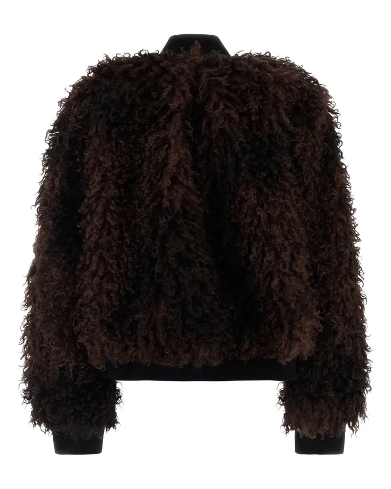 Sacai Curly Wool-Blend Jacket — Brown Brown