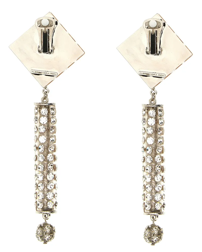 Alessandra Rich Crystal-Embellished Earrings — Silver Silver