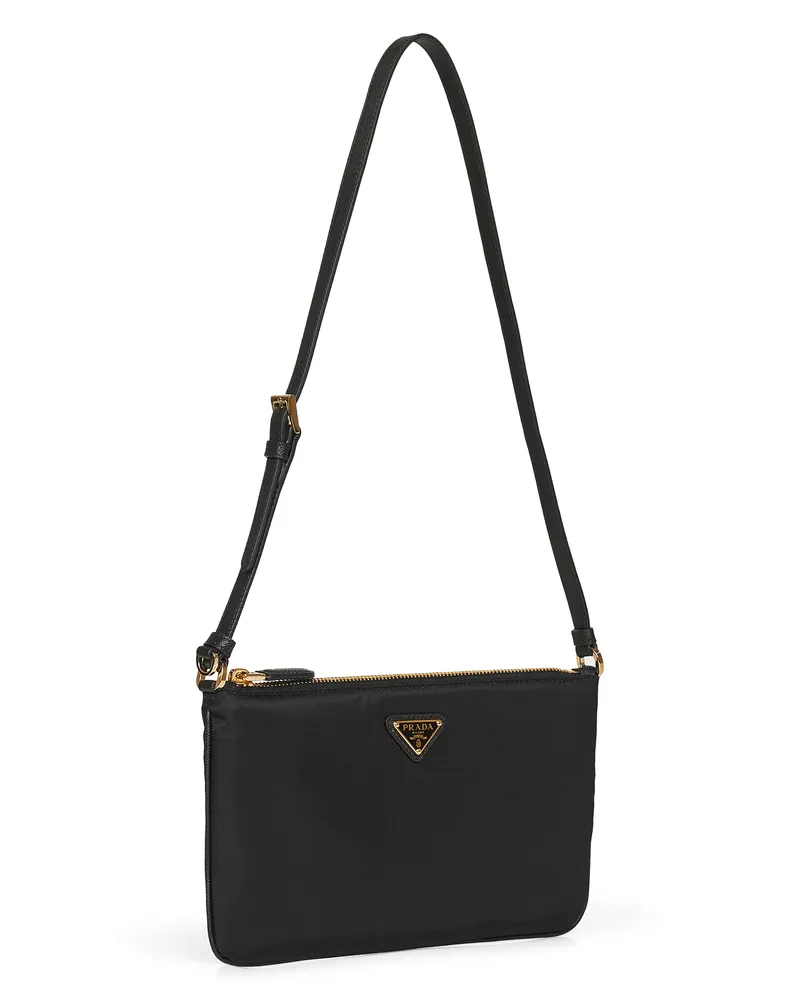 Prada Women's Pouch With Shoulder Strap, Black Recycled Polyamide Black