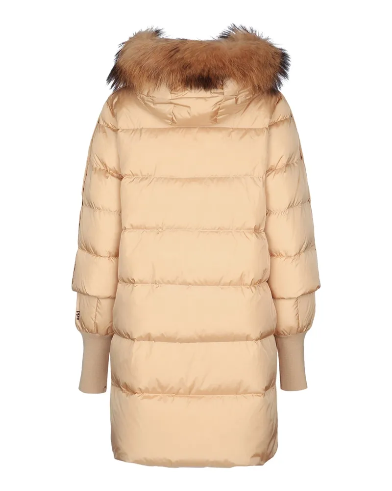 ADD Women's Fur-Trimmed Puffer Down Jacket Beige Polyester Beige