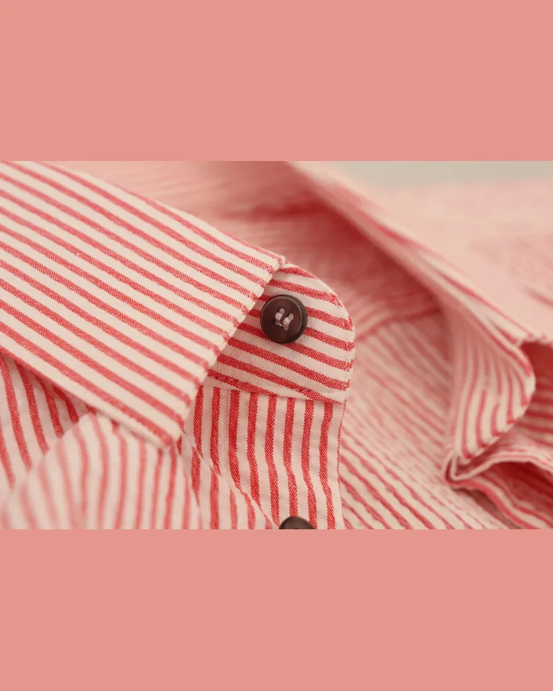 Dolce & Gabbana Men's Red White Striped Cotton Short Sleeve Shirt And Red