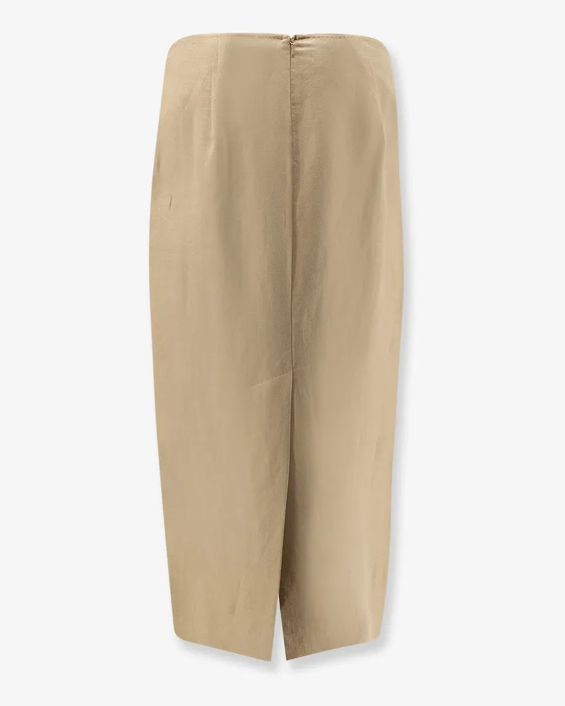 Max Mara Women's Linen Midi Skirt Beige Beige