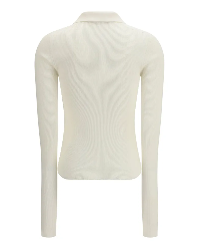 Rier Women's Long-Sleeve Silk Polo White Knit Shirts T-shirts And Polos White