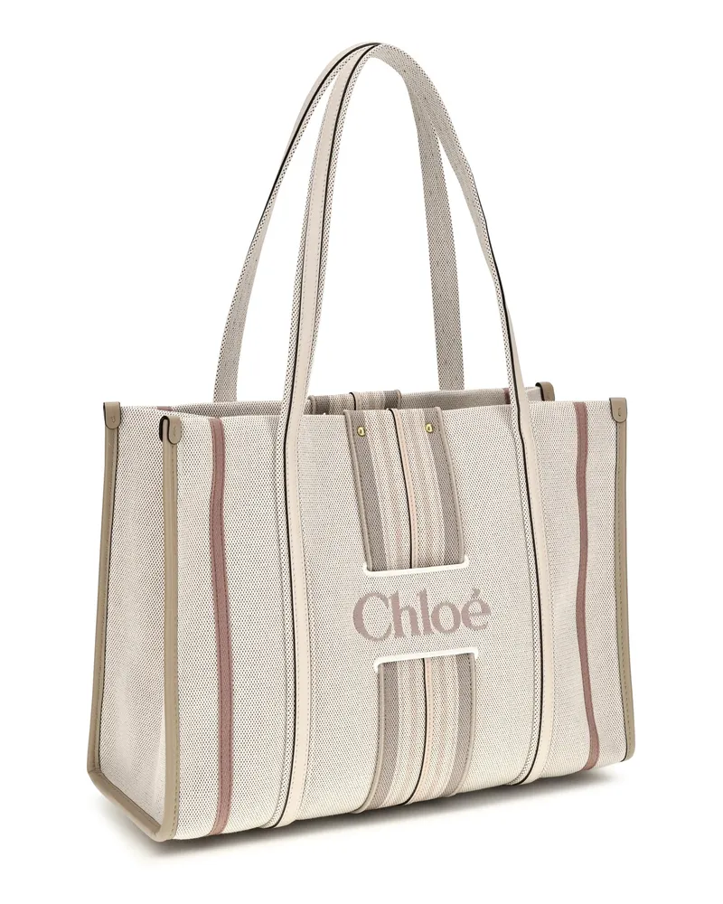 Chloé Women's Woody Loop Canvas Tote Bag Nude Cotton; Viscose Shoulder Beige
