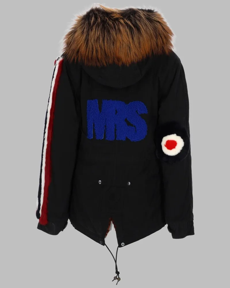Mr & Mrs Italy Cotton with Fur Inserts Parka — Black Black