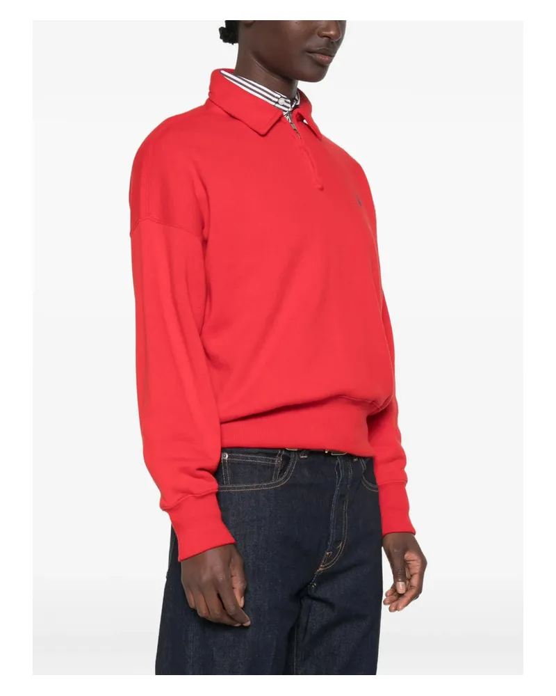Ralph Lauren Quarter-Zip Cotton Polo Shirt — Red Red