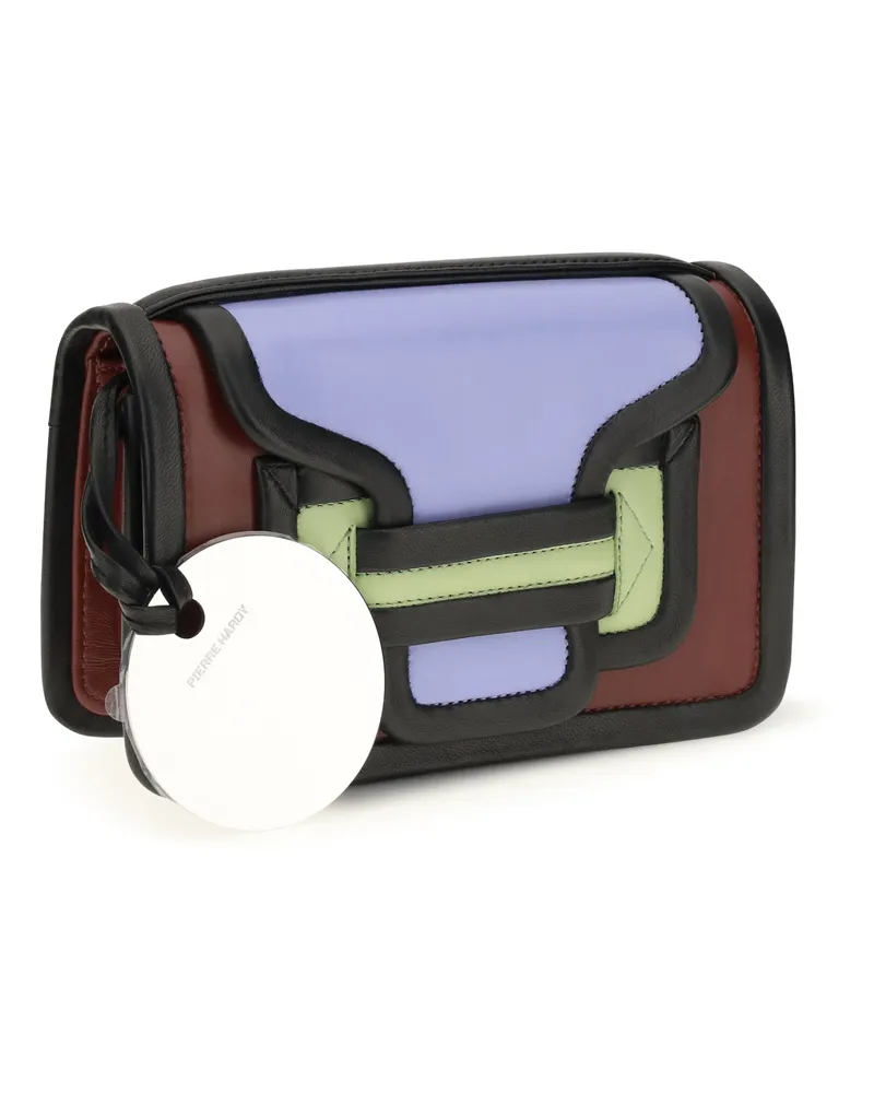 Pierre Hardy Women's Alpha Shoulder Bag Lamb Carmine Multi Black Calf Leather Bos Taurus Multicolor