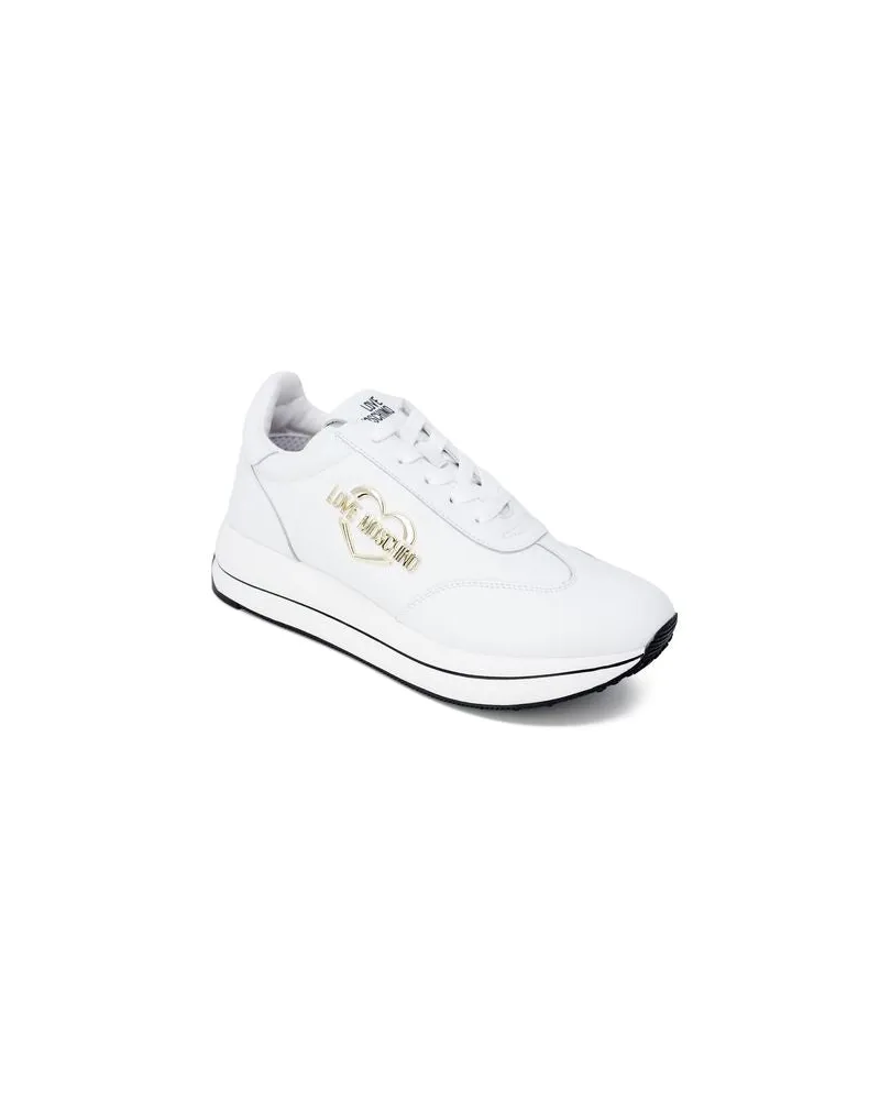Moschino Women's White Leather Low Top Sneakers White