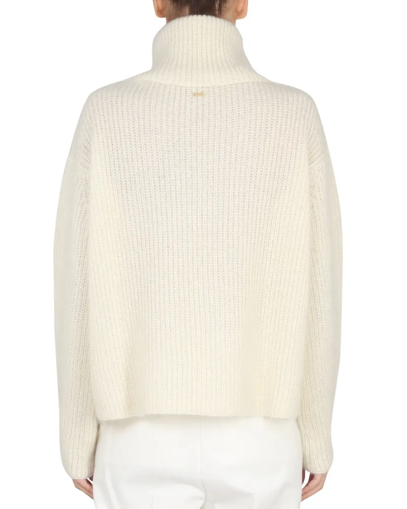 HUGO BOSS Mohair Blend Turtleneck Sweater — White White