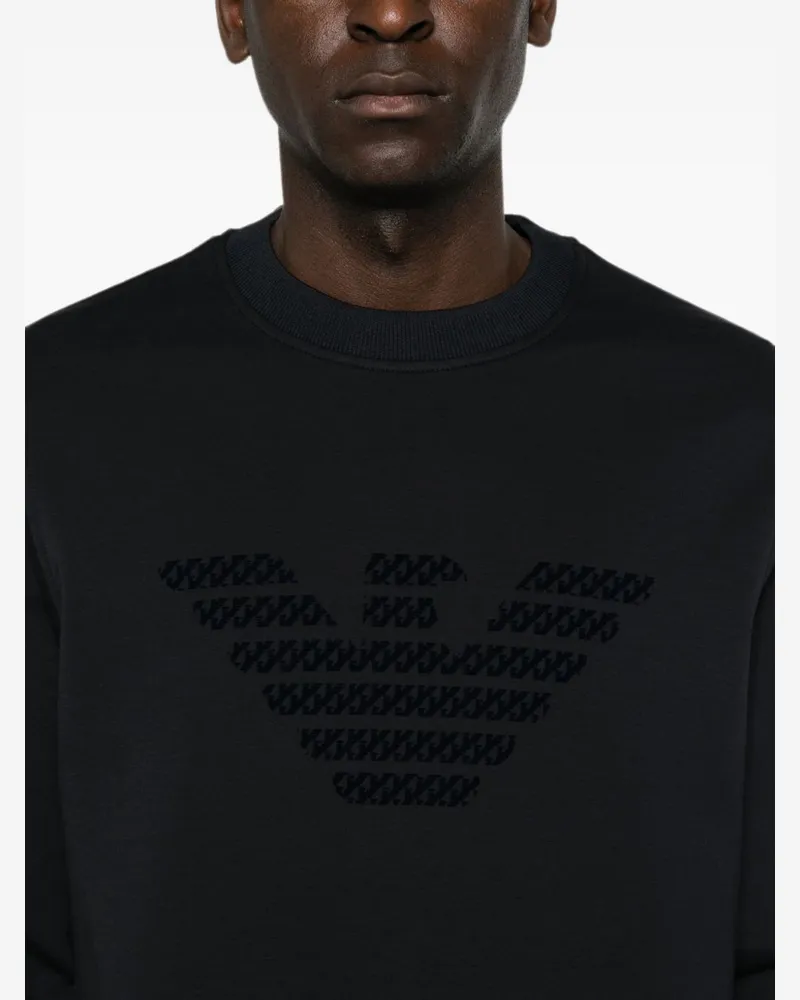 Emporio Armani Flocked Logo Sweatshirt — Black Black