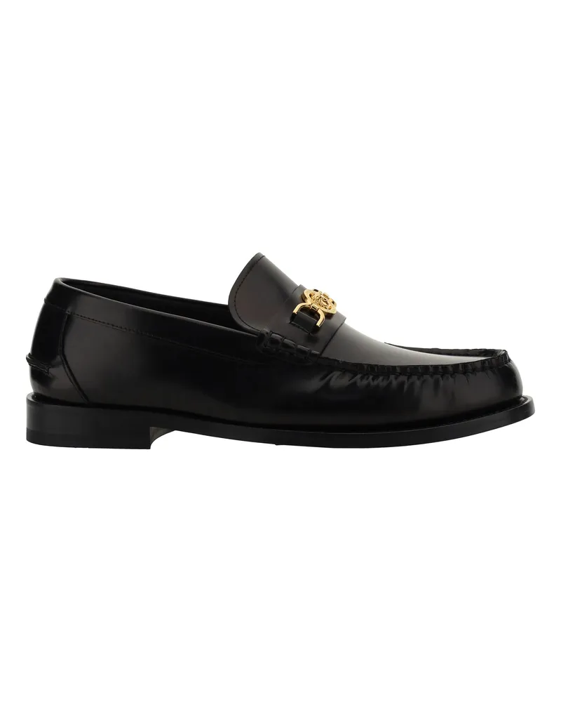 Versace Men's Leather Loafers Black-Gold Calf Black/gold 