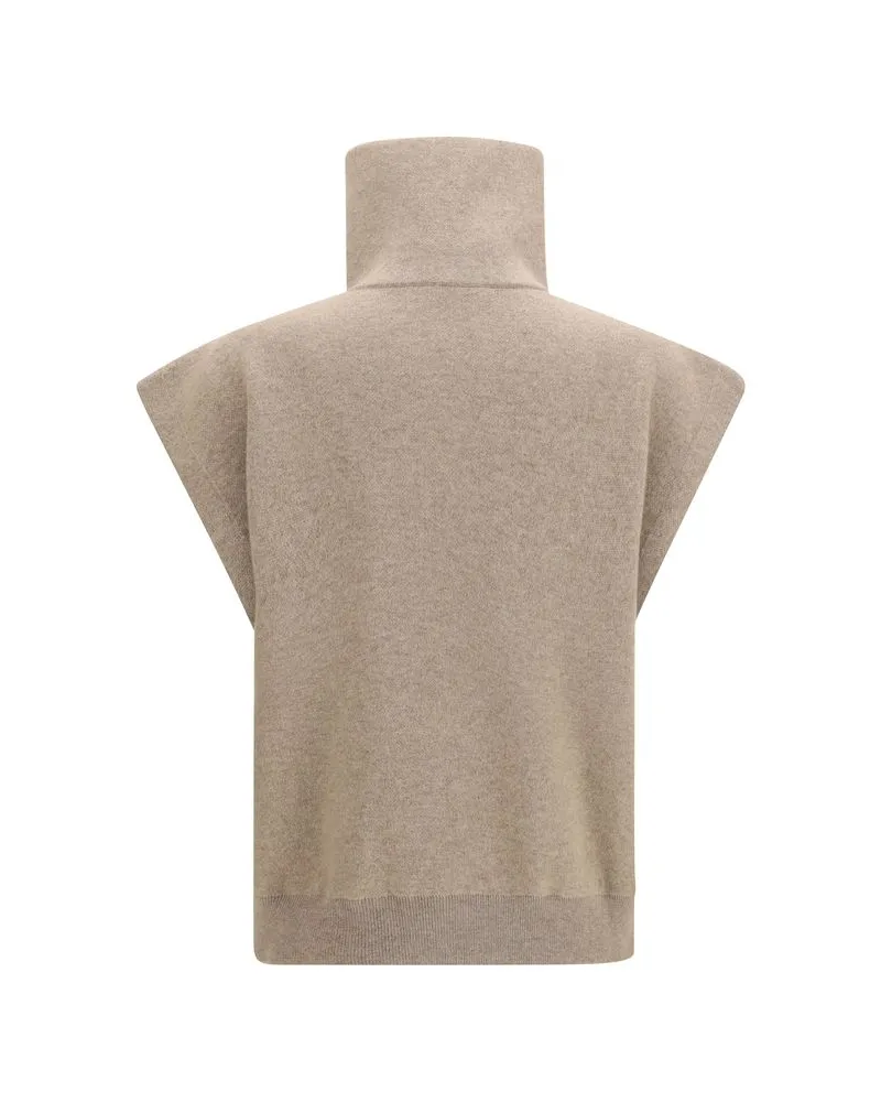 Brunello Cucinelli High-Neck Cashmere Cardigan — Beige Beige