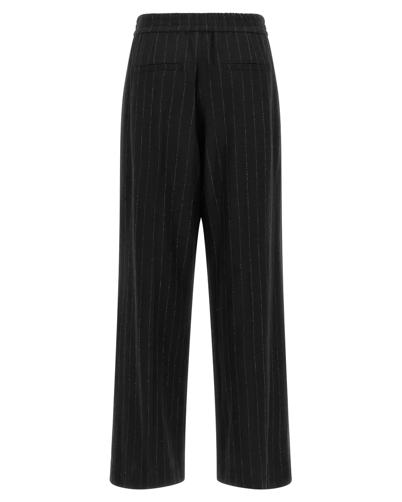 Brunello Cucinelli Virgin Wool Pinstripe Trousers — Blue Blue