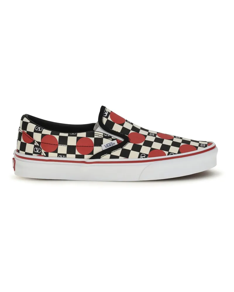 Valentino Garavani Men's Slip-On Sneakers Orchid Cream-Black Cream-Black-Pure Red-White Upper Cotton Trainers Cream/black/pure Red/white Multicolor