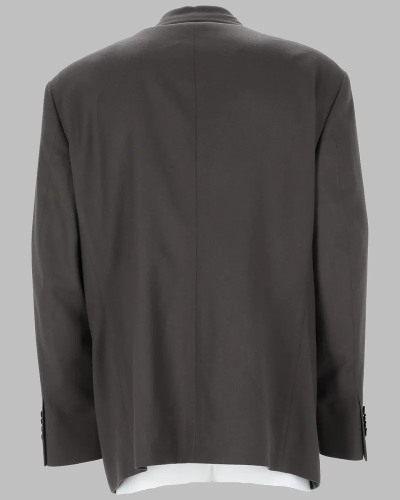 Giorgio Armani Double-Breasted Virgin Wool Pant Suit — Gray Gray