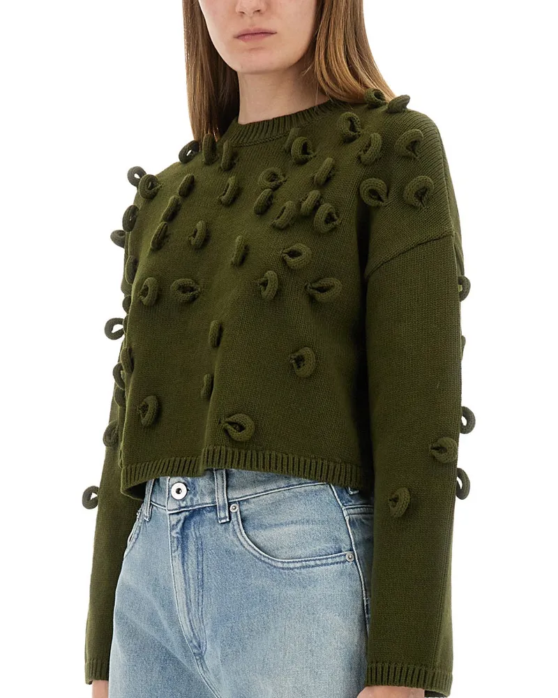 J.W.Anderson Cropped Jersey Sweater — Green Green