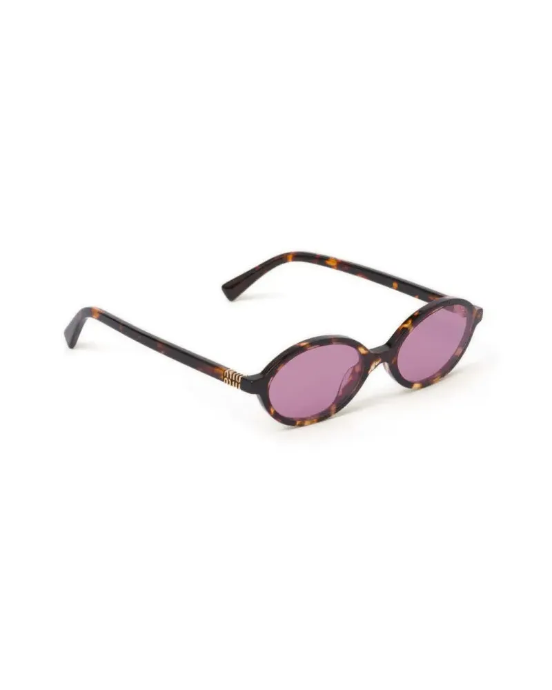 Miu Miu SMU04ZC050EVAU Oval Tortoiseshell Sunglasses — Pink Pink