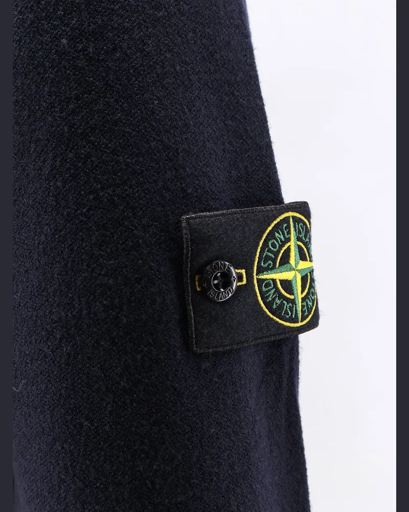 Stone Island Men's Sweatshirt Wool-Blend Blue Virgin Wool Sweatshirts Sweater Blue