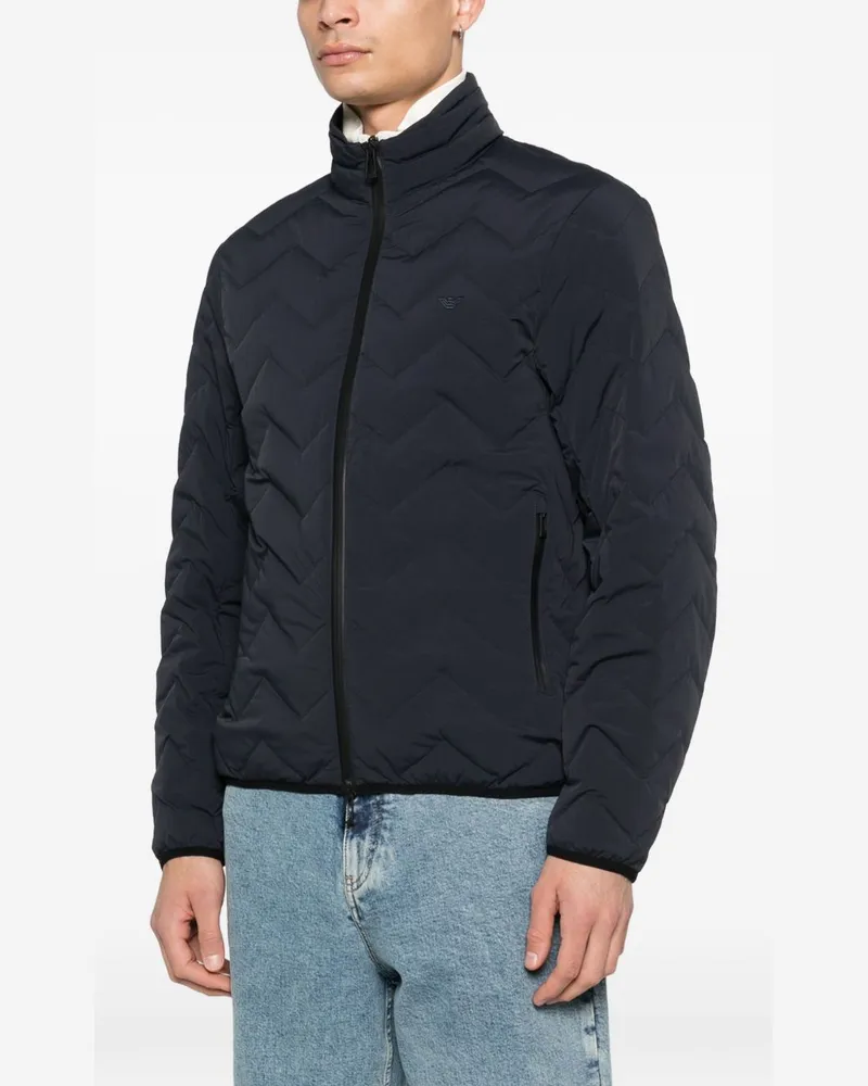 Emporio Armani Chevron Quilted Nylon Down Jacket — Black Black